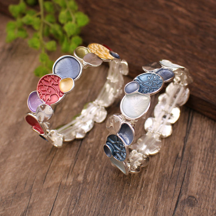 Buddha Stones De Levensboom Ronde Patroon Bangle-armband van Eenheid Legering, Elastisch - image 1