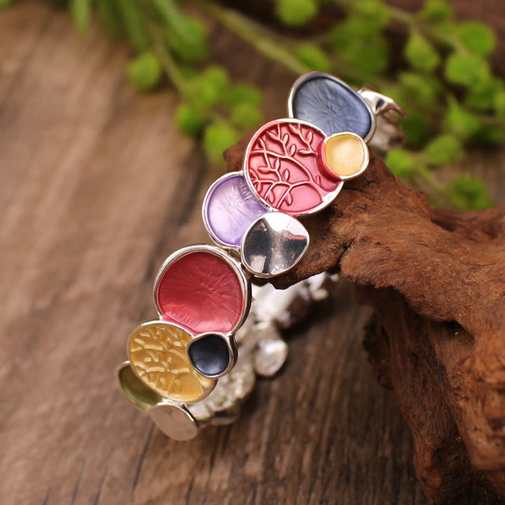 Buddha Stones De Levensboom Ronde Patroon Bangle-armband van Eenheid Legering, Elastisch - image 2