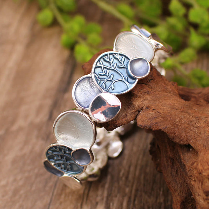 Buddha Stones De Levensboom Ronde Patroon Bangle-armband van Eenheid Legering, Elastisch - image 6