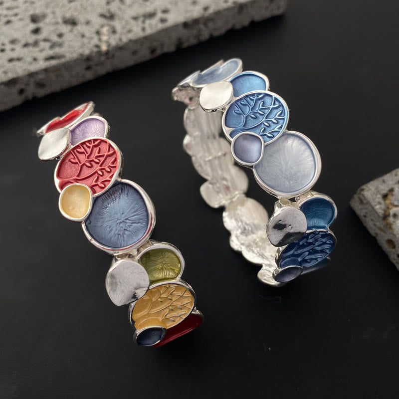 Buddha Stones De Levensboom Ronde Patroon Bangle-armband van Eenheid Legering, Elastisch - image 10