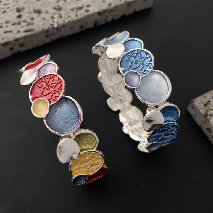 Buddha Stones De Levensboom Ronde Patroon Bangle-armband van Eenheid Legering, Elastisch - image 10