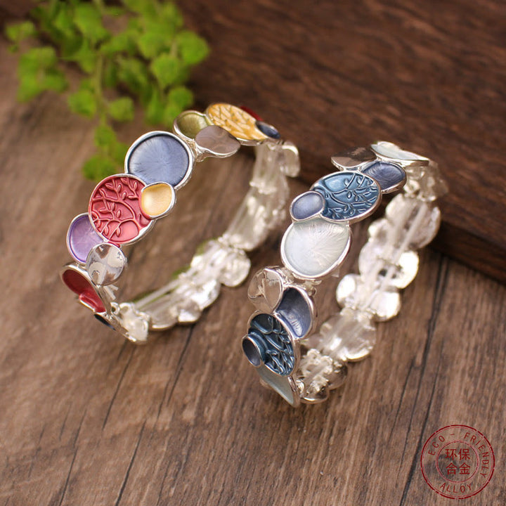 Buddha Stones De Levensboom Ronde Patroon Bangle-armband van Eenheid Legering, Elastisch - image 11