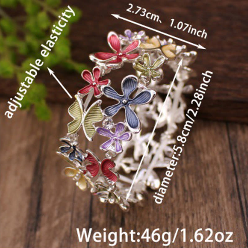 Buddha Stones Kleurrijke vlinderbloemen liefdesarmband van legering met elastische Bangle-armband - image 5