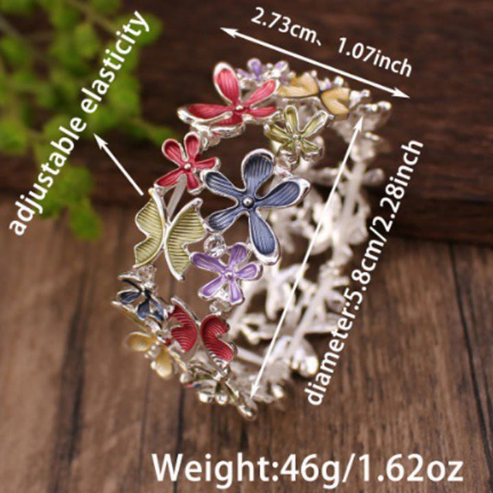 Buddha Stones Kleurrijke vlinderbloemen liefdesarmband van legering met elastische Bangle-armband - image 5