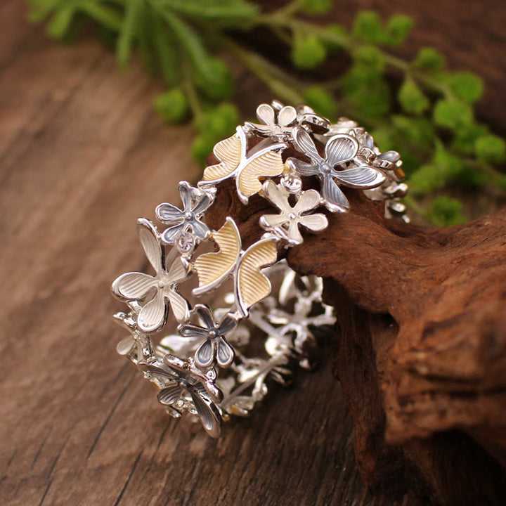 Buddha Stones Kleurrijke vlinderbloemen liefdesarmband van legering met elastische Bangle-armband - image 10