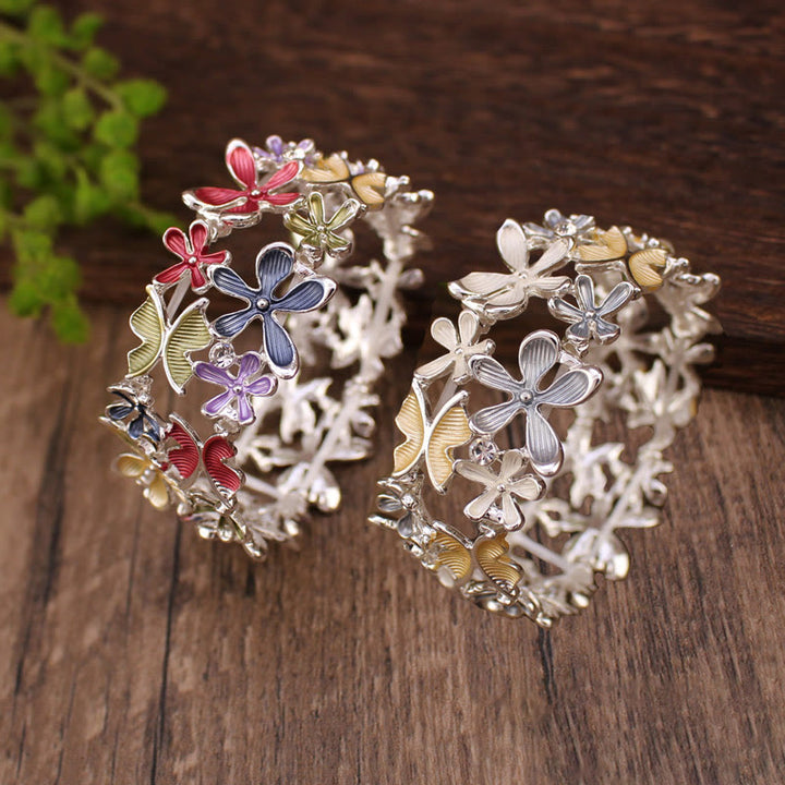 Buddha Stones Kleurrijke vlinderbloemen liefdesarmband van legering met elastische Bangle-armband - image 11