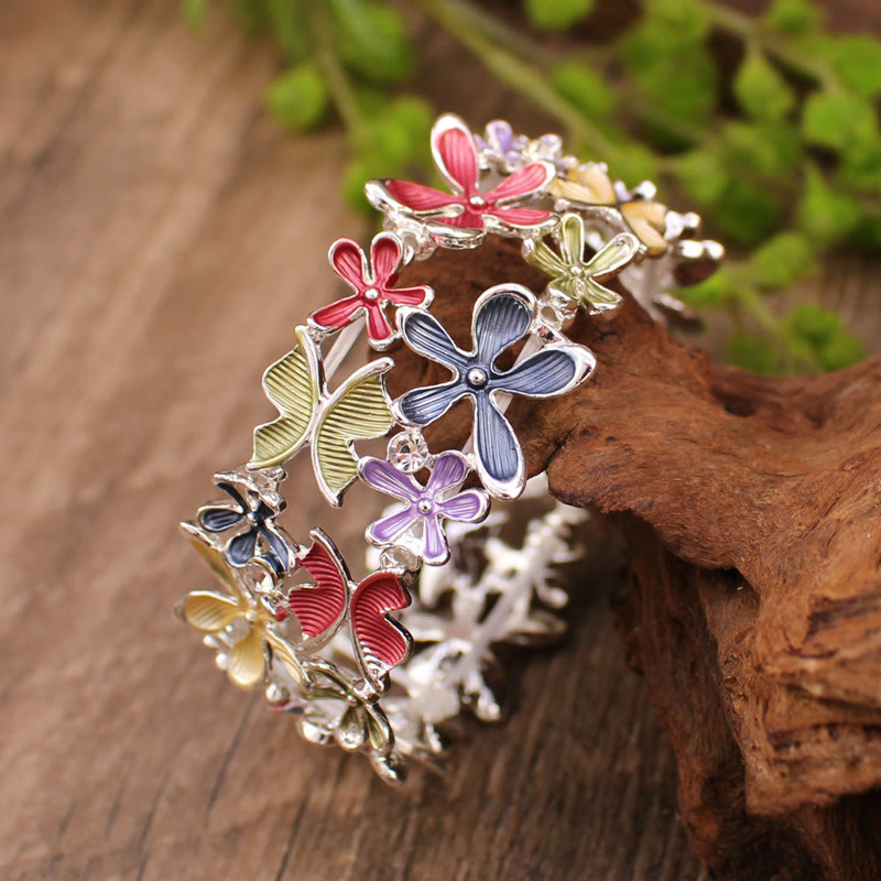 Buddha Stones Kleurrijke vlinderbloemen liefdesarmband van legering met elastische Bangle-armband - image 1