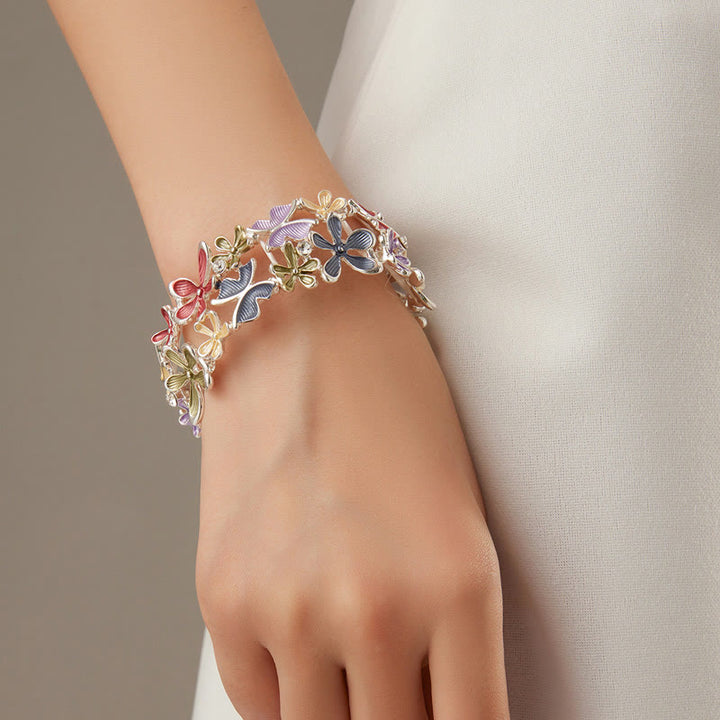 Buddha Stones Kleurrijke vlinderbloemen liefdesarmband van legering met elastische Bangle-armband - image 4