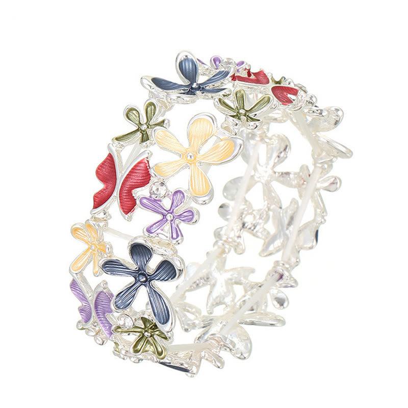 Buddha Stones Kleurrijke vlinderbloemen liefdesarmband van legering met elastische Bangle-armband - image 6