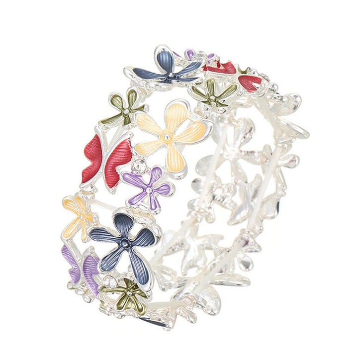 Buddha Stones Kleurrijke vlinderbloemen liefdesarmband van legering met elastische Bangle-armband - image 6