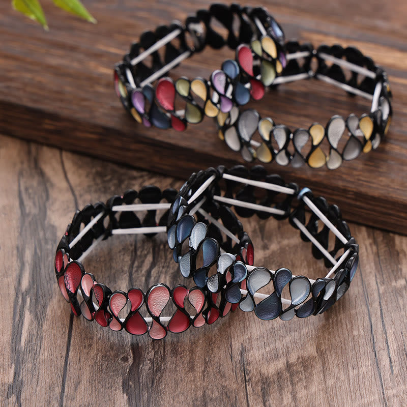 Buddha Stones Kleurrijke geometrische holle 8-vormige elastische Bangle-armband van legering voor helende doeleinden - image 1