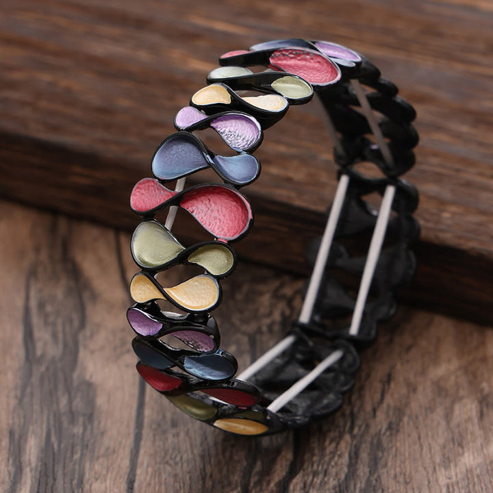 Buddha Stones Kleurrijke geometrische holle 8-vormige elastische Bangle-armband van legering voor helende doeleinden - Kleurrijk 57 mm - image 8