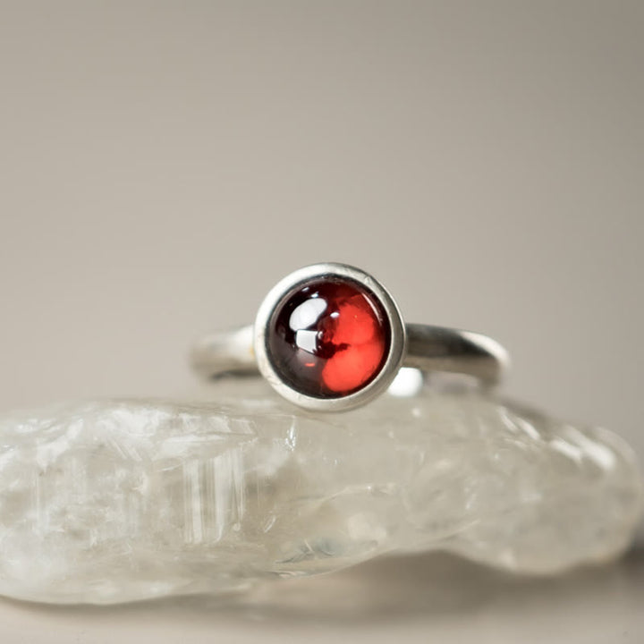 Buddha Stones Verstelbare Ring van natuurlijk 925 sterling zilver met granaat - image 2