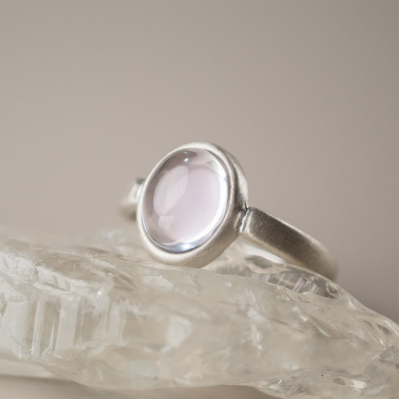 Buddha Stones Natuurlijke 925 sterling zilveren ring met roze kristal, verstelbare Ring - image 1