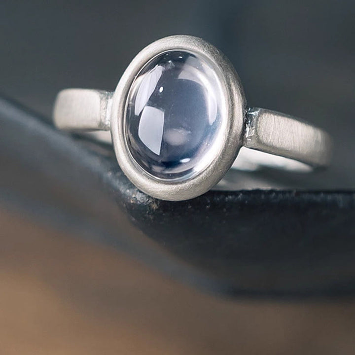 Buddha Stones Natuurlijke 925 sterling zilveren ring met roze kristal, verstelbare Ring - image 3