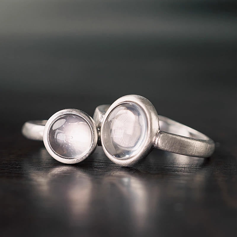 Buddha Stones Natuurlijke 925 sterling zilveren ring met roze kristal, verstelbare Ring - Stijl A (ongeveer 9*11 mm) - image 0