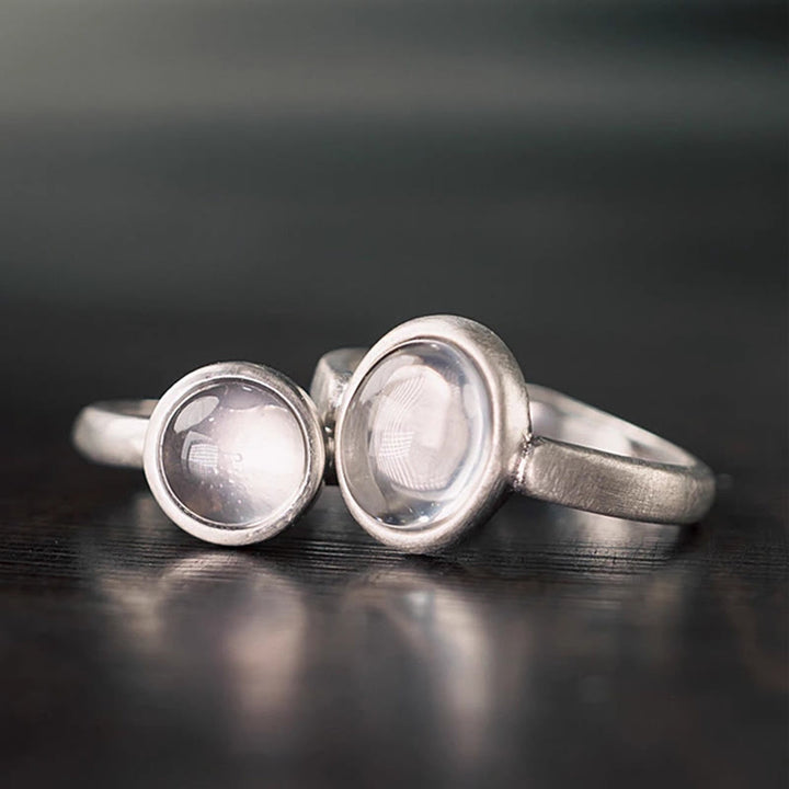 Buddha Stones Natuurlijke 925 sterling zilveren ring met roze kristal, verstelbare Ring - Stijl A (ongeveer 9*11 mm) - image 0