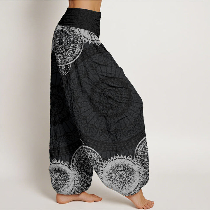 Buddha Stones Harembroek voor dames met elastische Taille en cirkelvormig mandala-design van 100% Cotton - image 2