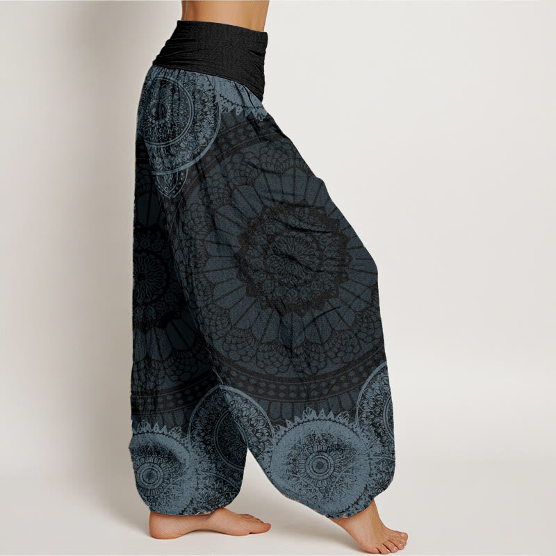 Buddha Stones Harembroek voor dames met elastische Taille en cirkelvormig mandala-design van 100% Cotton - image 8