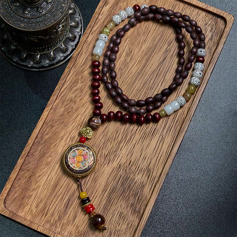 Buddha Stones Tibetaanse handgemaakte houten kralen Om Mani Padme Hum Samantabhadra Bodhisattva zuiverheid Ketting hanger - image 1