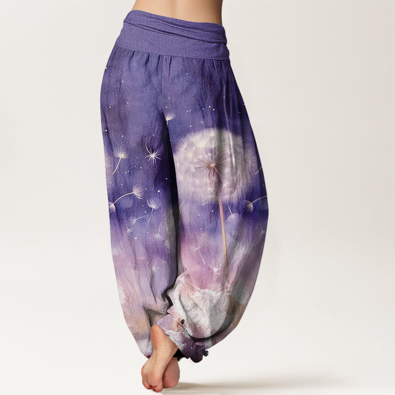 Buddha Stones Casual katoenen harembroek met paardenbloemmotief voor dames, elastische Taille - image 1