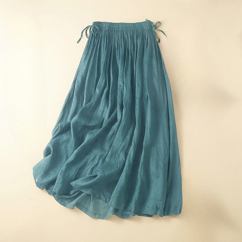 Buddha Stones Effen damesrok met elastische Taille , vetersluiting en Zakken - Teal - US8-10，UK/AU12-14，EU40-42 (2XL) - image 0