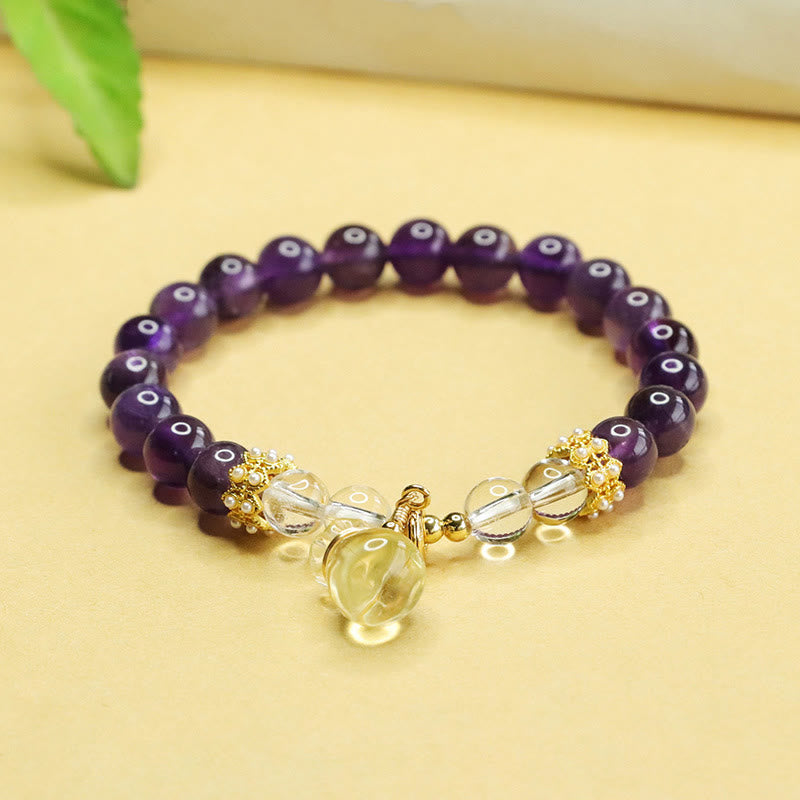 Buddha Stones Natuurlijke amethist citrien geldzak Armband - Amethist (Polsomtrek 14-16 cm) - image 0