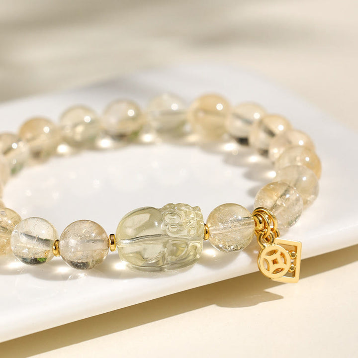 Buddha Stones Armband van natuurlijke citrien PiXiu koperen munt - image 4