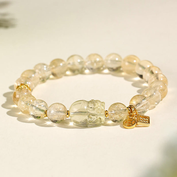 Buddha Stones Armband van natuurlijke citrien PiXiu koperen munt - Citrien (Polsomtrek: 15 cm) - image 0