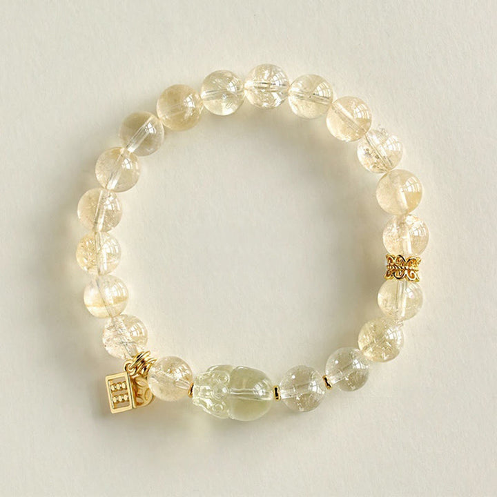 Buddha Stones Armband van natuurlijke citrien PiXiu koperen munt - image 2