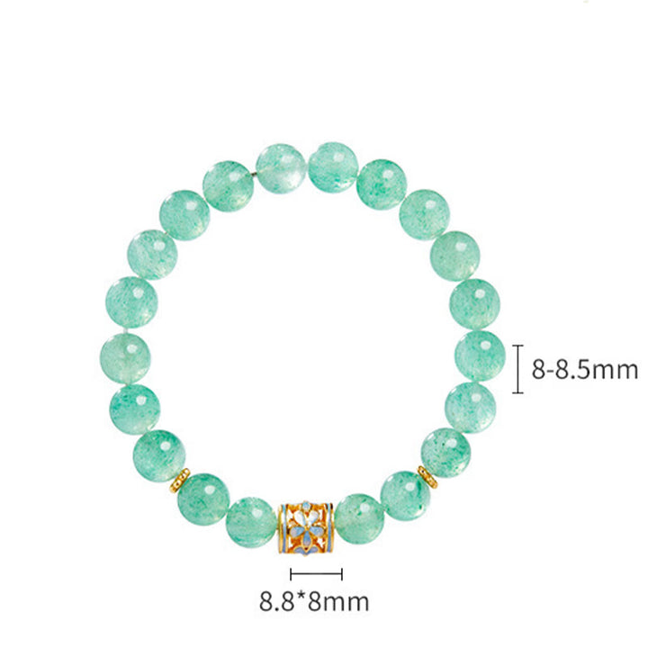 Buddha Stones 925 Sterling Zilveren Groene Aardbeikwarts Bloem Kalmerende Armband - image 9