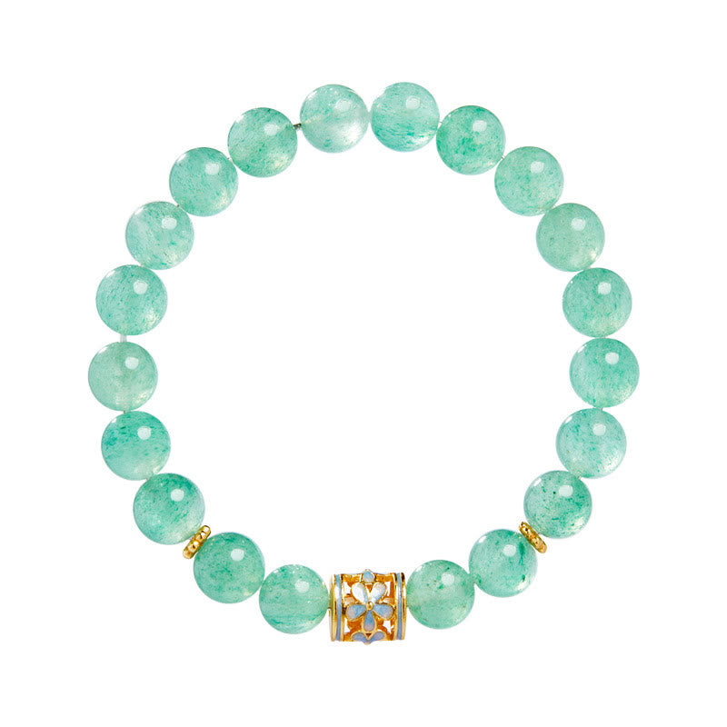 Buddha Stones 925 Sterling Zilveren Groene Aardbeikwarts Bloem Kalmerende Armband - image 10