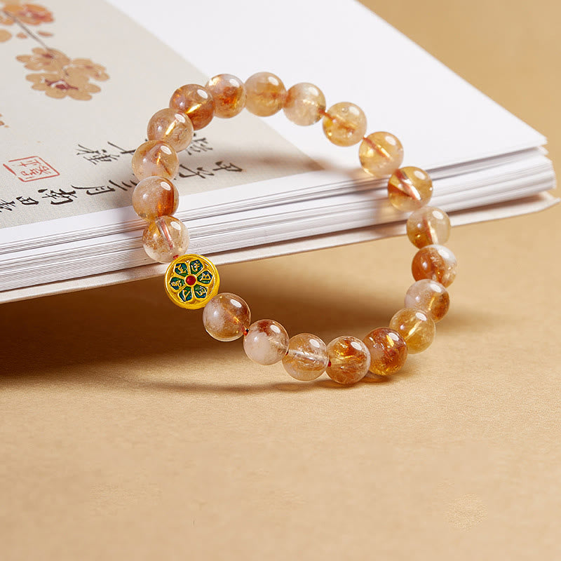 Buddha Stones 999 Sterling Zilveren Citrien Om Mani Padme Hum Armband - image 1