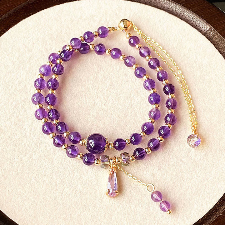 Buddha Stones Balancerende meerlaagse Armband met natuurlijke amethistkralen - image 3