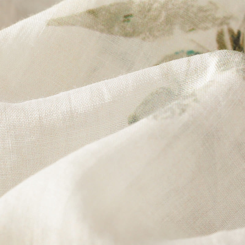 Buddha Stones Damesoverhemd van polyester met V-hals en driekwartmouwen, met plantenprint en Mouwlengte . - image 8