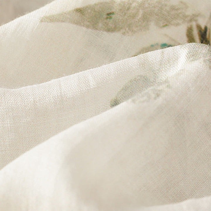 Buddha Stones Damesoverhemd van polyester met V-hals en driekwartmouwen, met plantenprint en Mouwlengte . - image 8