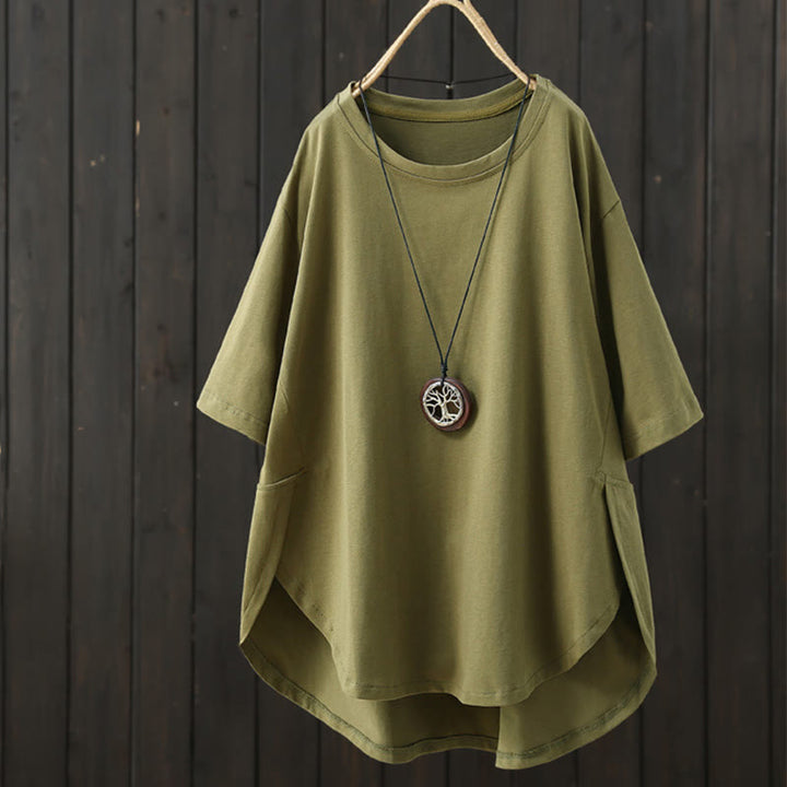 Buddha Stones Casual, losvallend, Ronde hals T-shirt met Korte mouw voor dames. - Olijf - US14, UK/AU18, EU46 (2XL) - image 0