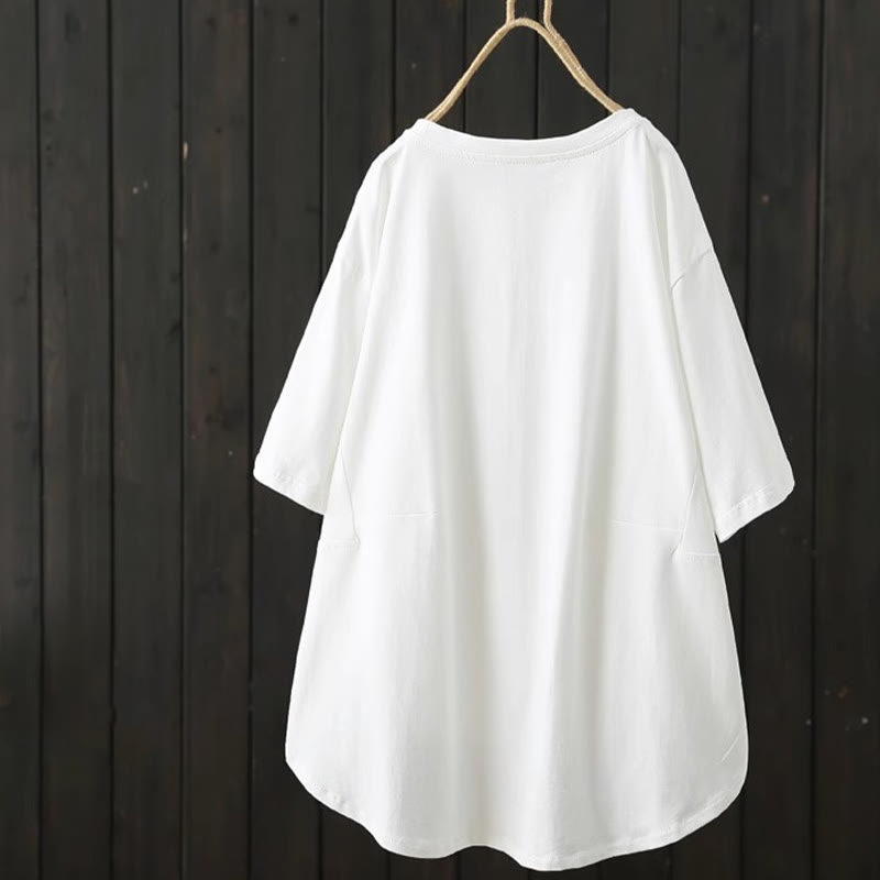 Buddha Stones Casual, losvallend, Ronde hals T-shirt met Korte mouw voor dames. - image 3