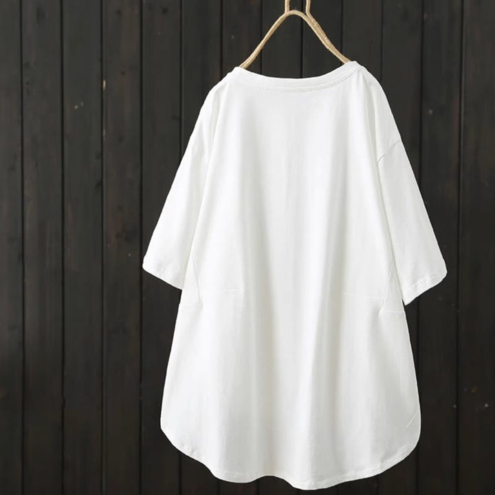 Buddha Stones Casual, losvallend, Ronde hals T-shirt met Korte mouw voor dames. - image 3