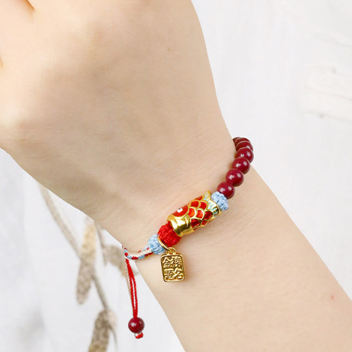 Buddha Stones Geluksarmband met cinnaberkralen en koi- Armband - image 3