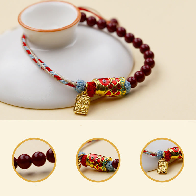 Buddha Stones Geluksarmband met cinnaberkralen en koi- Armband - image 1