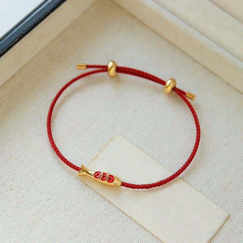 Buddha Stones Messing Koi Vis Rode Koord Armband - image 2