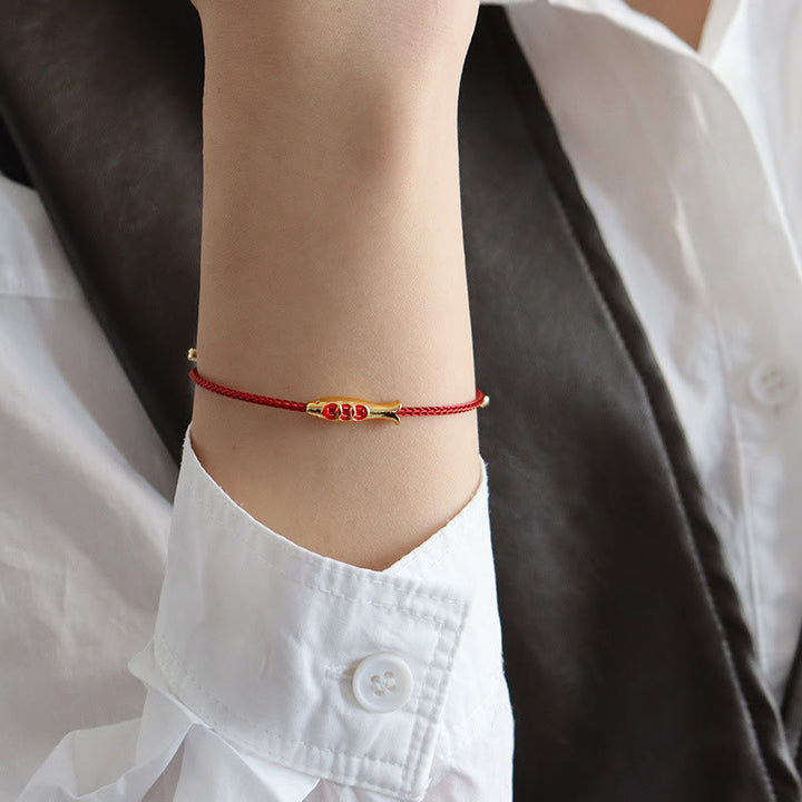 Buddha Stones Messing Koi Vis Rode Koord Armband - image 5