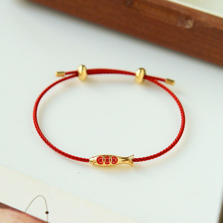 Buddha Stones Messing Koi Vis Rode Koord Armband - image 3