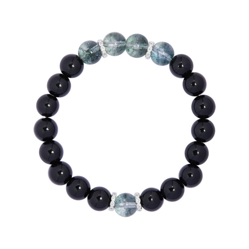 Buddha Stones Armband van 925 sterling zilver met zwarte obsidiaan en groene Phantom Strength. - image 10