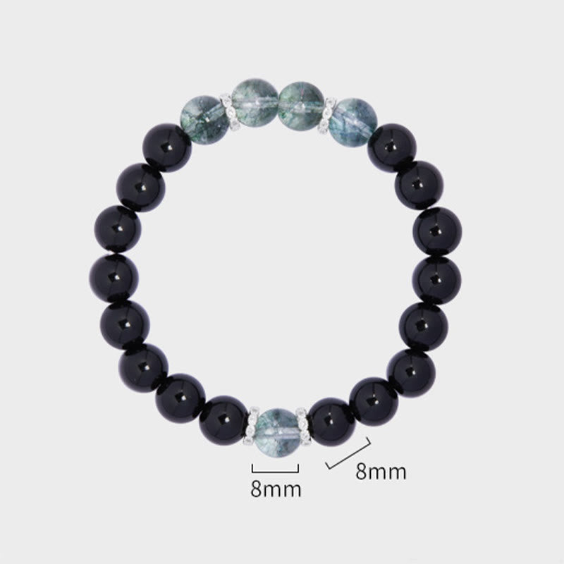 Buddha Stones Armband van 925 sterling zilver met zwarte obsidiaan en groene Phantom Strength. - image 8