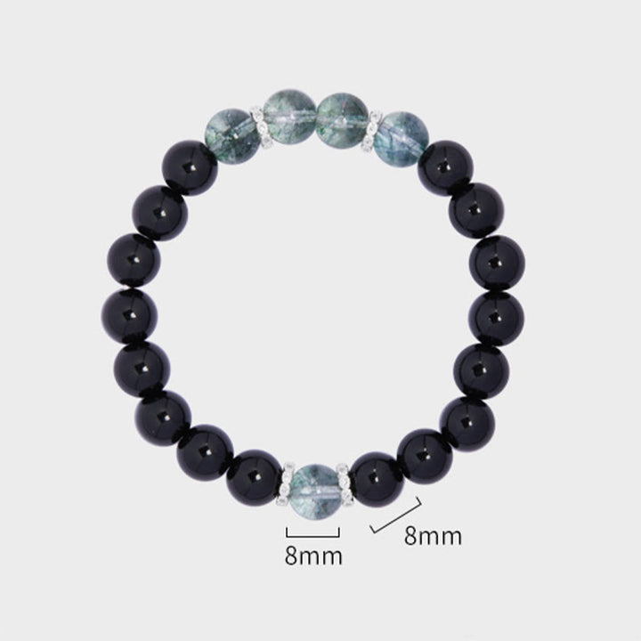 Buddha Stones Armband van 925 sterling zilver met zwarte obsidiaan en groene Phantom Strength. - image 8