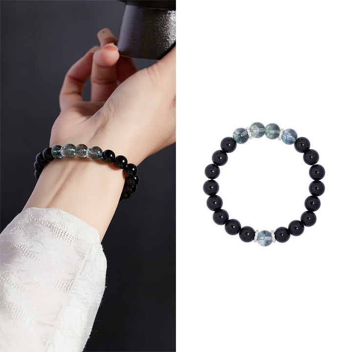 Buddha Stones Armband van 925 sterling zilver met zwarte obsidiaan en groene Phantom Strength. - image 9