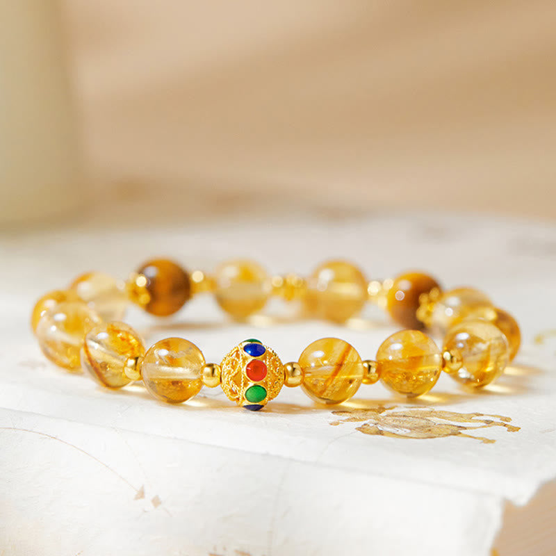 Buddha Stones 925 Sterling Zilveren Fu Karakter Citrien Tijgeroog Armband - image 1