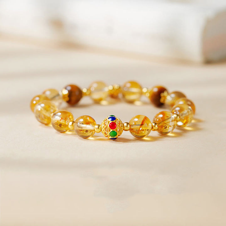 Buddha Stones 925 Sterling Zilveren Fu Karakter Citrien Tijgeroog Armband - Citrien (Polsomtrek: 17-19 cm) - image 0